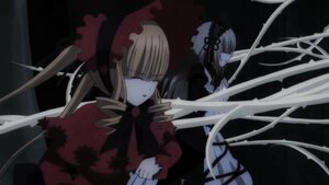 Rating: Safe Score: 0 Tags: 2girls blonde_hair bow closed_eyes dress frills image long_hair long_sleeves multiple_girls pair red_dress shinku silver_hair suigintou twintails User: admin