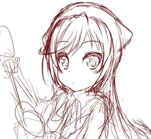 Rating: Safe Score: 0 Tags: 1girl bangs blush eyebrows_visible_through_hair holding image long_hair looking_at_viewer monochrome school_uniform serafuku simple_background sketch solo suiseiseki upper_body white_background User: admin
