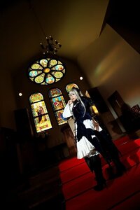 Rating: Safe Score: 0 Tags: 1girl boots dress habit indoors long_hair long_sleeves nun solo stained_glass standing suigintou User: admin