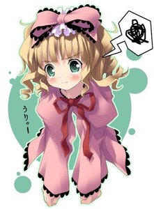 Rating: Safe Score: 0 Tags: 1girl blonde_hair blush bow dress frills full_body green_eyes green_outline hair_bow hina_ichigo hinaichigo image kantoku long_sleeves outline photoshop_(medium) pink_bow pink_dress ribbon rozen_maiden solo speech_bubble spoken_squiggle squiggle tears User: admin