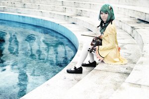 Rating: Safe Score: 0 Tags: 1girl green_hair hair_ornament kanaria long_hair sitting solo thighhighs User: admin