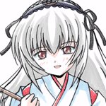 Rating: Safe Score: 0 Tags: 1girl bangs black_ribbon blush eyebrows_visible_through_hair hair_between_eyes hair_ribbon image long_sleeves looking_at_viewer open_mouth red_eyes ribbon sailor_collar school_uniform serafuku shirt simple_background solo suigintou white_background white_shirt User: admin