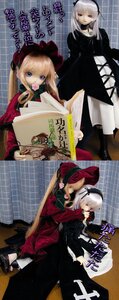 Rating: Safe Score: 0 Tags: blonde_hair blue_eyes bonnet doll dress hat long_hair multiple_dolls multiple_girls shinku silver_hair suigintou tagme User: admin