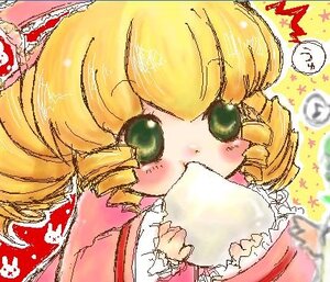 Rating: Safe Score: 0 Tags: 1girl auto_tagged blonde_hair blush covering_mouth drill_hair food green_eyes hat hina_ichigo hinaichigo image luna_child mizuhashi_parsee short_hair solo spoken_squiggle squiggle twin_drills User: admin