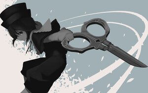 Rating: Safe Score: 0 Tags: 1girl black_headwear capelet dress hat holding holding_weapon image petals ribbon short_hair solo souseiseki weapon User: admin