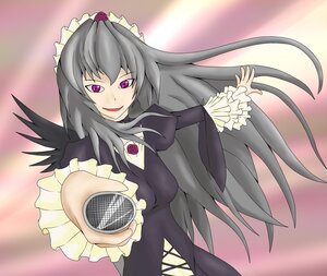Rating: Safe Score: 0 Tags: 1girl black_dress dress flower frills image long_hair microphone purple_eyes rose silver_hair solo suigintou User: admin
