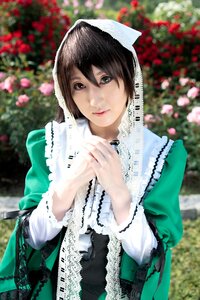 Rating: Safe Score: 0 Tags: 1girl 3d blurry blurry_background brown_hair depth_of_field dress flower green_dress green_eyes heterochromia lace lips long_sleeves looking_at_viewer outdoors photo solo suiseiseki User: admin
