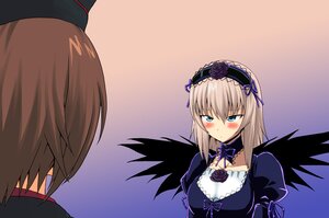 Rating: Safe Score: 0 Tags: 2girls bangs black_dress black_headwear black_wings blue_eyes blush brown_hair choker closed_mouth commentary_request dress embarrassed eyebrows_visible_through_hair flower frills frown garrison_cap girls_und_panzer gothic_lolita gradient gradient_background hairband half-closed_eyes hat highres image itsumi_erika kamishima_kanon kuromorimine_military_uniform lolita_fashion long_hair long_sleeves medium_hair military military_uniform multiple_girls nishizumi_maho nishizumi_miho puffy_sleeves purple_background rose rozen_maiden short_hair silver_hair solo suigintou tanaka_rie uniform voice_actor_connection wings User: admin