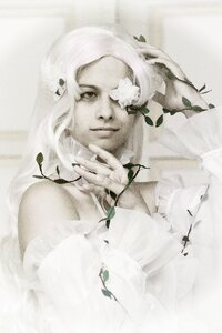 Rating: Safe Score: 0 Tags: 1girl closed_mouth clover flower hair_ornament kirakishou leaf lips looking_at_viewer plant solo upper_body vines white_hair User: admin