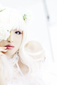 Rating: Safe Score: 0 Tags: 1girl bangs blue_eyes blurry blurry_foreground depth_of_field eyelashes fingernails flower kirakishou lips lipstick long_hair looking_at_viewer makeup nail_polish parted_lips portrait red_lips solo white_hair User: admin