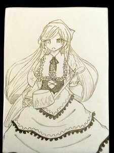 Rating: Safe Score: 0 Tags: 1girl black_border blush border cup dress image letterboxed long_hair long_sleeves looking_at_viewer monochrome open_mouth pillarboxed solo suiseiseki traditional_media very_long_hair windowboxed User: admin