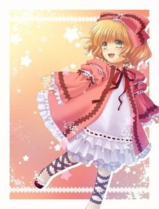 Rating: Safe Score: 0 Tags: 1girl blonde_hair blush bow dress frills green_eyes hina_ichigo hinaichigo image long_sleeves looking_at_viewer open_mouth pink_bow ribbon short_hair smile solo standing star_(symbol) starry_background User: admin