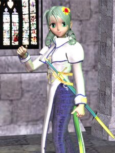 Rating: Safe Score: 0 Tags: 1girl aria_company_uniform blouse dress flower green_eyes green_hair hair_ornament hair_tubes image kanaria leg_cutout long_dress mizunashi_akari sailor_collar short_sleeves side_slit solo uniform weapon white_blouse white_dress User: admin