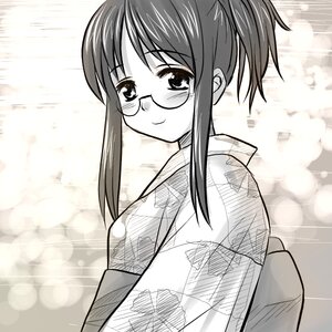 Rating: Safe Score: 0 Tags: 1girl alternate_hairstyle blush glasses greyscale human image japanese_clothes kimono kusabue_mitsu looking_at_viewer monochrome ponytail sidelocks smile solo upper_body yukata User: admin
