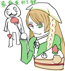 Rating: Safe Score: 0 Tags: 1girl brown_hair cake food fruit green_eyes head_scarf heterochromia image long_hair red_eyes smile solo strawberry suiseiseki User: admin