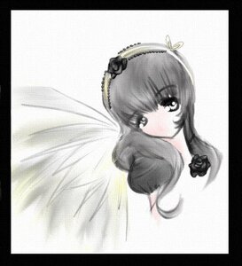 Rating: Safe Score: 0 Tags: 1girl bangs black_border border circle_cut flower greyscale hairband image letterboxed long_hair looking_at_viewer monochrome pillarboxed rose solo suigintou windowboxed User: admin
