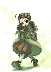 Rating: Safe Score: 0 Tags: 1girl ahoge bloomers dress drill_hair eighth_note full_body green_eyes green_hair image kanaria long_sleeves musical_note open_mouth smile solo twin_drills User: admin