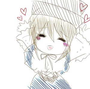 Rating: Safe Score: 0 Tags: 1girl blush closed_eyes heart image monochrome pinstripe_pattern smile solo souseiseki striped striped_shirt vertical_stripes User: admin