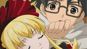 Rating: Safe Score: 0 Tags: 1boy 1girl black-framed_eyewear black_hair blonde_hair blush bonnet bow brown_eyes close-up closed_eyes face glasses hat image long_hair long_sleeves shinku solo User: admin
