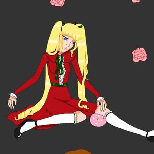Rating: Safe Score: 0 Tags: 1girl blonde_hair blue_eyes dress flower image long_hair mary_janes rose shinku shoes sitting solo twintails white_legwear User: admin