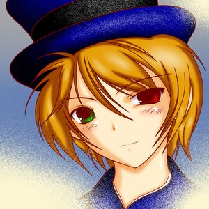 Rating: Safe Score: 0 Tags: 1girl bangs black_headwear blonde_hair blue_headwear closed_mouth eyebrows_visible_through_hair hat image looking_at_viewer orange_hair portrait red_eyes short_hair smile solo souseiseki User: admin