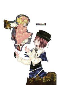 Rating: Safe Score: 0 Tags: 2girls blonde_hair brown_hair closed_eyes hat hinaichigo image maribel_hearn multiple_girls pair red_eyes ribbon short_hair souseiseki usami_renko wings User: admin