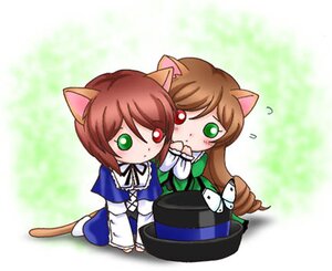Rating: Safe Score: 0 Tags: 2girls animal_ears blue_dress blush brown_hair cat_ears chibi dress flying_sweatdrops green_eyes heterochromia image kemonomimi_mode long_hair long_sleeves multiple_girls pair red_eyes siblings sisters souseiseki suiseiseki tail twins User: admin