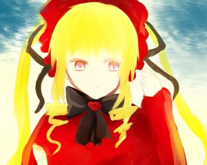 Rating: Safe Score: 0 Tags: 1girl bangs beach blonde_hair blue_eyes bonnet bow bowtie dress image long_hair long_sleeves looking_at_viewer ocean shinku solo upper_body water User: admin