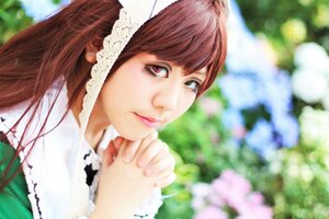 Rating: Safe Score: 0 Tags: 1girl bangs blurry blurry_background blurry_foreground brown_hair day depth_of_field flower hands_clasped hands_together hydrangea interlocked_fingers jewelry lips long_hair outdoors own_hands_together solo suiseiseki User: admin