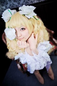 Rating: Safe Score: 0 Tags: 1girl bangs blonde_hair blurry blurry_foreground brown_eyes curly_hair depth_of_field dress flower frills kirakishou lips long_hair long_sleeves looking_at_viewer solo white_dress white_flower User: admin