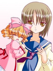 Rating: Safe Score: 0 Tags: 2girls blonde_hair blue_sailor_collar bow closed_eyes drill_hair hina_ichigo hinaichigo image kashiwaba_tomoe long_sleeves multiple_girls pink_bow sailor_collar school_uniform serafuku short_hair solo twin_drills User: admin
