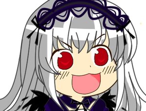 Rating: Safe Score: 0 Tags: 1girl :d bangs black_ribbon blush blush_stickers chibi dress eyebrows_visible_through_hair hair_between_eyes image long_hair looking_at_viewer open_mouth red_eyes ribbon simple_background smile solo suigintou white_background User: admin