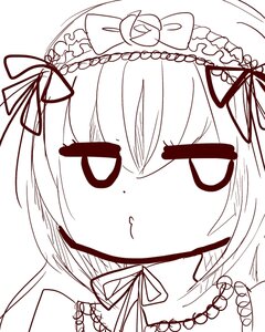 Rating: Safe Score: 0 Tags: 1girl bangs blush closed_mouth dress eyebrows_visible_through_hair frilled_hairband greyscale hair_ribbon image long_hair monochrome ribbon simple_background solo suigintou virtual_youtuber white_background User: admin
