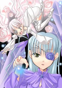 Rating: Safe Score: 0 Tags: 2girls :d bangs barasuishou blunt_bangs candy dress expressionless eyepatch flower flower_eyepatch food frills head_tilt image kirakishou lollipop long_hair long_sleeves looking_at_viewer multiple_girls open_mouth pair parted_lips pink_rose purple_dress purple_rose rose rozen_maiden setins silver_hair smile swirl_lollipop thighhighs upper_body white_rose yellow_eyes User: admin