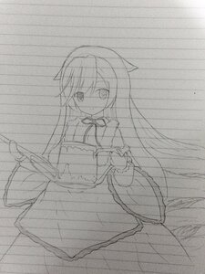 Rating: Safe Score: 0 Tags: 1girl greyscale hair_flaps image long_hair monochrome skirt solo suiseiseki User: admin