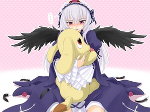 Rating: Safe Score: 0 Tags: 1girl bird black_wings blush commentary_request dress feathered_wings feathers flower frills hairband halftone halftone_background hug image kunkun lolita_hairband long_hair pink_eyes polka_dot polka_dot_background punto purple_eyes rose rozen_maiden silver_hair solo stuffed_animal stuffed_dog suigintou wings User: admin