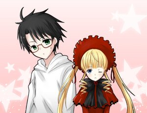 Rating: Safe Score: 0 Tags: 1boy 1girl black_hair blonde_hair blue_eyes blush bonnet bow brown_hair commentary_request dress glasses green_eyes hood hoodie image kuroneko-no-senaka long_hair one_eye_closed partial_commentary red_dress rozen_maiden sakurada_jun shinku short_hair solo star_(symbol) starfish starry_background twintails very_long_hair User: admin
