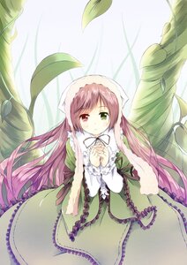 Rating: Safe Score: 0 Tags: 1girl dress frills green_dress green_eyes heterochromia image leaf long_hair long_sleeves looking_at_viewer plant red_eyes ribbon solo suiseiseki very_long_hair vines User: admin