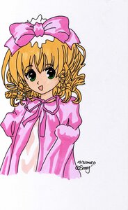 Rating: Safe Score: 0 Tags: 1girl :d blonde_hair bow dress green_eyes hina_ichigo hinaichigo image long_sleeves looking_at_viewer open_mouth pink_bow pink_dress simple_background smile solo upper_body wavy_hair white_background User: admin