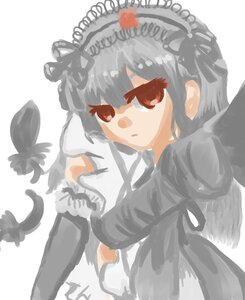 Rating: Safe Score: 0 Tags: 1girl bangs bug butterfly closed_mouth dress flower grey_hair image insect juliet_sleeves long_hair long_sleeves puffy_sleeves ribbon solo striped suigintou vertical_stripes white_background wings User: admin