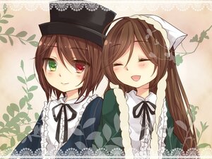 Rating: Safe Score: 0 Tags: 2girls ^_^ brown_hair closed_eyes dress green_dress green_eyes hat head_scarf heterochromia image long_hair long_sleeves multiple_girls open_mouth pair red_eyes ribbon short_hair siblings sisters smile souseiseki suiseiseki twins User: admin