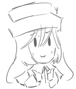 Rating: Safe Score: 0 Tags: 1girl blush eyebrows_visible_through_hair greyscale hair_between_eyes image long_hair monochrome simple_background sketch solo suiseiseki sweat white_background User: admin