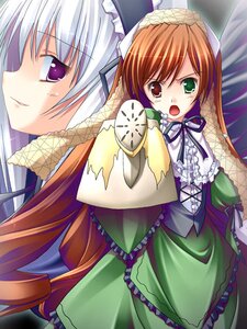 Rating: Safe Score: 0 Tags: 2girls auto_tagged brown_hair collar dress frills green_dress green_eyes heterochromia image long_hair long_sleeves looking_at_viewer maid_headdress matsuzaki_tokiko multiple_girls open_mouth pair parted_lips photoshop_(medium) pointing pointing_at_viewer purple_eyes red_eyes ribbon rozen_maiden silver_hair smirk suigintou suiseiseki teeth very_long_hair watering_can User: admin