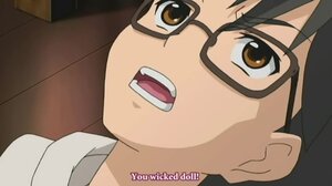 Rating: Safe Score: 0 Tags: 1girl bangs black-framed_eyewear black_hair blush brown_eyes close-up face glasses human looking_at_viewer open_mouth sakurada_jun screenshot short_hair solo User: admin