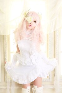 Rating: Safe Score: 0 Tags: 1girl dress flower green_eyes hair_ornament kirakishou lips long_hair pink_hair solo white_dress window User: admin