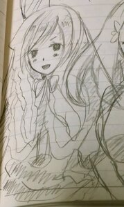 Rating: Safe Score: 0 Tags: 1girl :d blush image long_hair monochrome open_mouth sketch smile solo suiseiseki User: admin