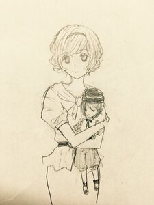 Rating: Safe Score: 0 Tags: 1boy 1girl closed_eyes dress hairband hana hat image jewelry monochrome rikka short_hair shorts siblings solo souseiseki User: admin