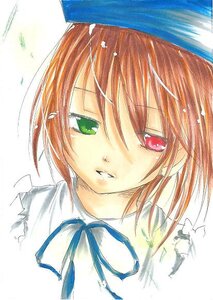 Rating: Safe Score: 0 Tags: 1girl bangs blue_neckwear blue_ribbon brown_hair eyebrows_visible_through_hair green_eyes grin heterochromia image looking_at_viewer neck_ribbon red_eyes ribbon short_hair simple_background smile solo souseiseki white_background white_shirt User: admin