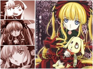 Rating: Safe Score: 0 Tags: 2girls blonde_hair bonnet bow cup dress flower image long_hair long_sleeves looking_at_viewer multiple_girls rose shinku sidelocks solo suigintou twintails wings User: admin