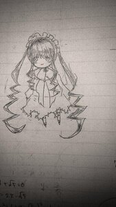 Rating: Safe Score: 0 Tags: 1girl auto_tagged blush dress image long_hair looking_at_viewer maid_headdress monochrome photo shinku solo traditional_media twintails very_long_hair User: admin